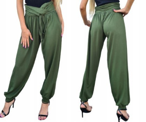 Spodnie alladynki wiązane luźne casual lato L/XL