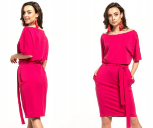 Sukienka luźna dopasowana kimono z paskiem 2XL