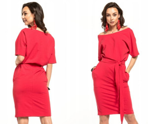 Sukienka luźna dopasowana kimono z paskiem 2XL