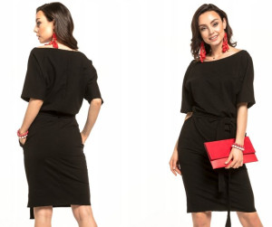 Sukienka luźna dopasowana kimono z paskiem 4XL