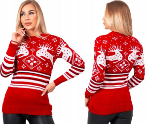 Sweter świąteczny motyw norweski renifery