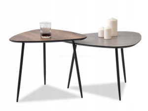 Modny Komplet Stolików W Stylu Loft Rosin Xl Beton I Rosin S Orzech
