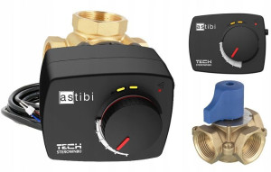 Zestaw Zawór 3 Drogowy 1 Cal Siłownik Tech Astibi