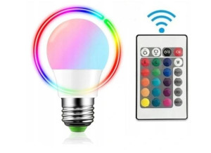 Żarówka Kolorowa Rgb E27 Led 5w 16 Kolorów + Pilot (n)