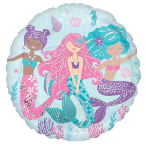 Balon Foliowy Okrągły Syrenki Pastel 45cm