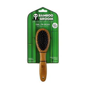 BAMBOO GROOM Owalna szczotka z igłami ze stali nierdzewnej rozmiar S/M