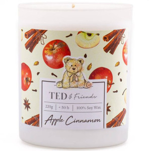Ted & Friends sojowa świeca zapachowa w białym szkle 220 g - Apple Cinnamon