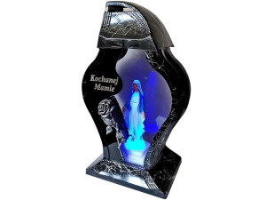 Znicz Mama Mamie Far Czarny Marmur +figurka Led