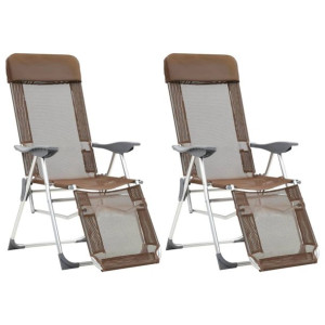 Składane krzesła z podnóżkami, 2 szt., aluminium, taupe