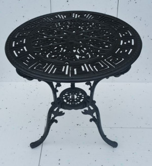 Stół Ogrodowy Żeliwny Ø 62 Cm - Czarny Ażurowy Retro