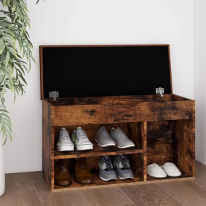 Lumarko Ławka na buty z poduszką, przydymiony dąb, 80x30x47 cm, płyta!