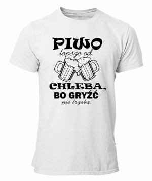 Koszulka męska śmieszna PIWO LEPSZE OD CHLEBA