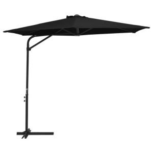 Parasol ogrodowy na stalowym słupku, 300 cm, czarny