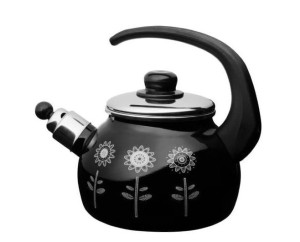 Czajnik emaliowany ALVARO 1,8 l czarny w białe kwiatki elegancki indukcja g