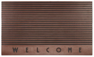 Wycieraczka gumowa PCV WOODY 75 x 45 cm  napis WELCOME czarny miedziany
