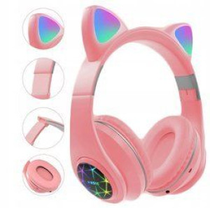 A - SŁUCHAWKI BEZP Słuchawki bezprzewodowe KOCIE USZY CAT EAR BT