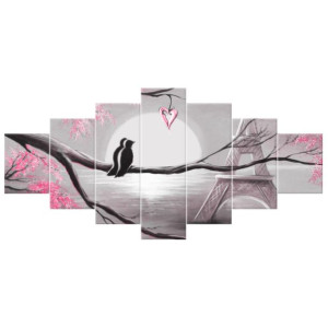 OBRAZ DRUKOWANY  Romantyczny wschód słońca w Paryżu w różu 210x100