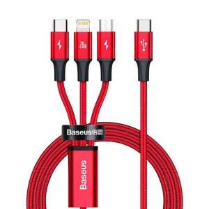 Baseus Rapid 3w1 kabel USB Typ C - USB Typ C / Lightning / micro USB 20 W 1