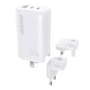 Dudao 3-portowa ładowarka GaN 3w1 (EU, US, UK) 2 x Typ C (PD) + USB (QC) 65