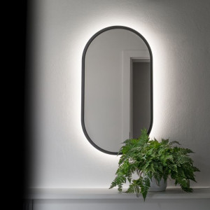 Lustro Owalne Cassini Led - W Czarnej Ramie, Podświetlane