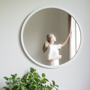 Lustro Okrągłe Orbital - W Białej Ramie, 70 Cm, Premium