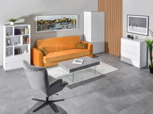 Designerski Zestaw Białych Mebli Libro 5 Z Szafą I Komodą