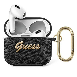 Etui Guess GUA3SASMK Apple AirPods 3 czarny/black Saffiano Script Metal Col