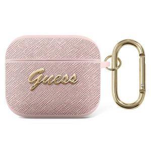Etui Guess GUA3SASMP Apple AirPods 3 różowy/pink Saffiano Script Metal Coll