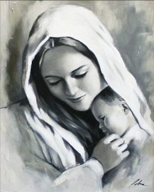 Obraz Matki Boskiej z Dzieciątkiem 50x70 cm obraz olejny na płótnie obraz c