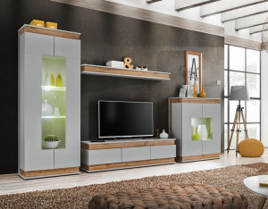 Meblościanka Bejing - Perla Grey + Led