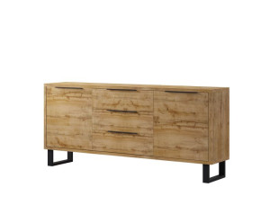 Szeroka Komoda Loft Metal Halla 25 Dąb Wotan 201cm