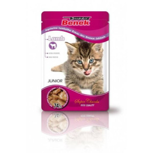 SUPER BENEK Junior Saszetka dla kota z kawałkami jagnięciny 100g