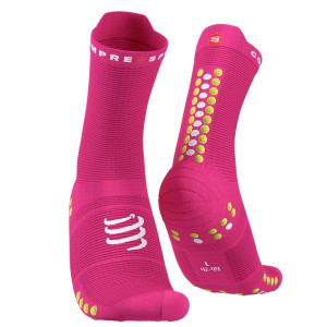 COMPRESSPORT Skarpetki do biegania wysokie ProRacing Socks V4 różowe