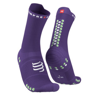 COMPRESSPORT Skarpetki do biegania wysokie ProRacing Socks V4 fioletowe