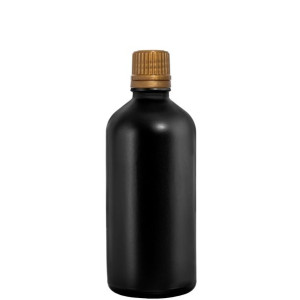 Butelka Szklana 100ml Czarna Mat Z Kroplomierzem Złotym