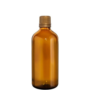 Butelka Szklana 100ml Brąz Z Kroplomierzem Złotym