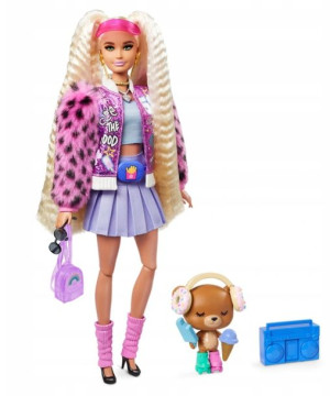BARBIE Extra Moda GYJ77 Lalka i Zwierzątko MATTEL