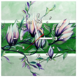 ZEGAR  Słodycz magnolii w zieleni 40x40