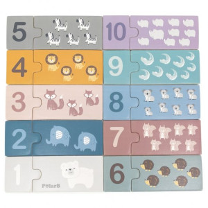 Puzzle Drewniane Zwierzęta Nauka Liczenia PolarB VIGA 44071