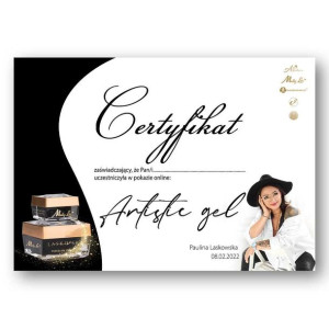 Certyfikat ze szkolenia online Artistic gel By Paulina Laskowska wersja Dru