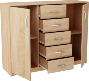 Komoda Salon K019 5 Szuflad 2 Półki Kolor Sonoma 110cm
