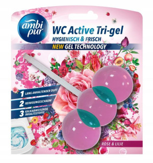 Ambi Pur TRI GEL ACTIVE Kulki WC 45g ROSE & LILY