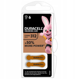 6x Bateria do aparatów słuchowych DURACELL 312 1x6 szt.