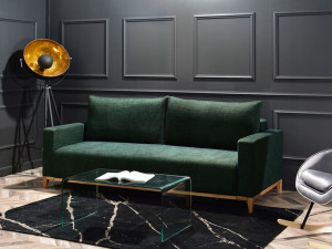 Elegancka Sofa Z Luźnymi Poduszkami Stockholm Zielona Funkcja Spania