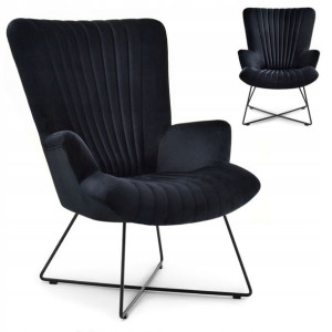 Designerski Czarny Fotel Nell Przeszywany Do Małego Salonu