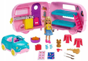Barbie Chelsea Przyczepa Kempingowa + Lalka Fxg90