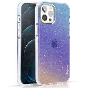 Kingxbar Ombre Series kolorowe brokatowe etui do iPhone 13 Pro niebieskofio