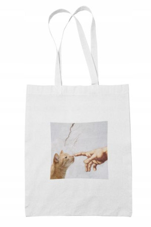 Torba Bawełniana Biała Aesthetic, Kot, Art, Sztuka
