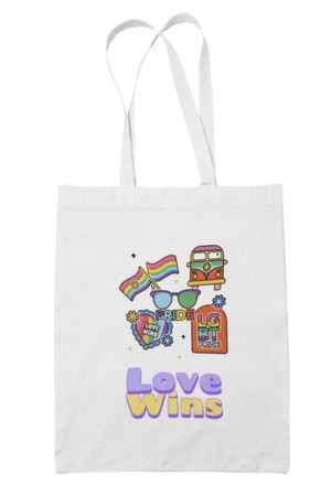 Torba Bawełniana Biała LGBT ECO Love WIns Pride