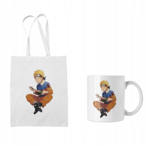 Zestaw Torba + Kubek Anime Naruto Biała